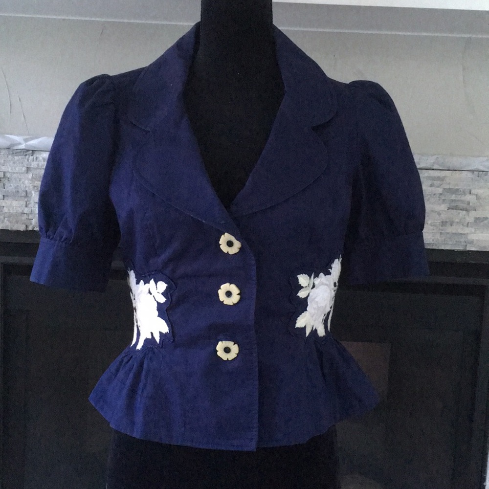 Elevenses embroidered patch button shirt / jacket